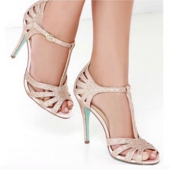 Blue by Betsey Johnson Shoes - Blue by Betsey Johnson Sparkling Glitter Gold Heels 6.5 Women